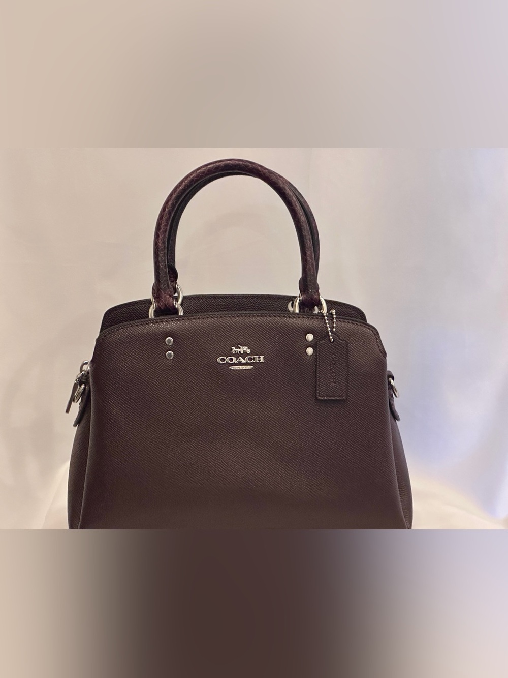 Coach Dark Brown / Mahogany Leather Satchel Top Handle Crossbody Purse NWOT - Picture 3 of 14